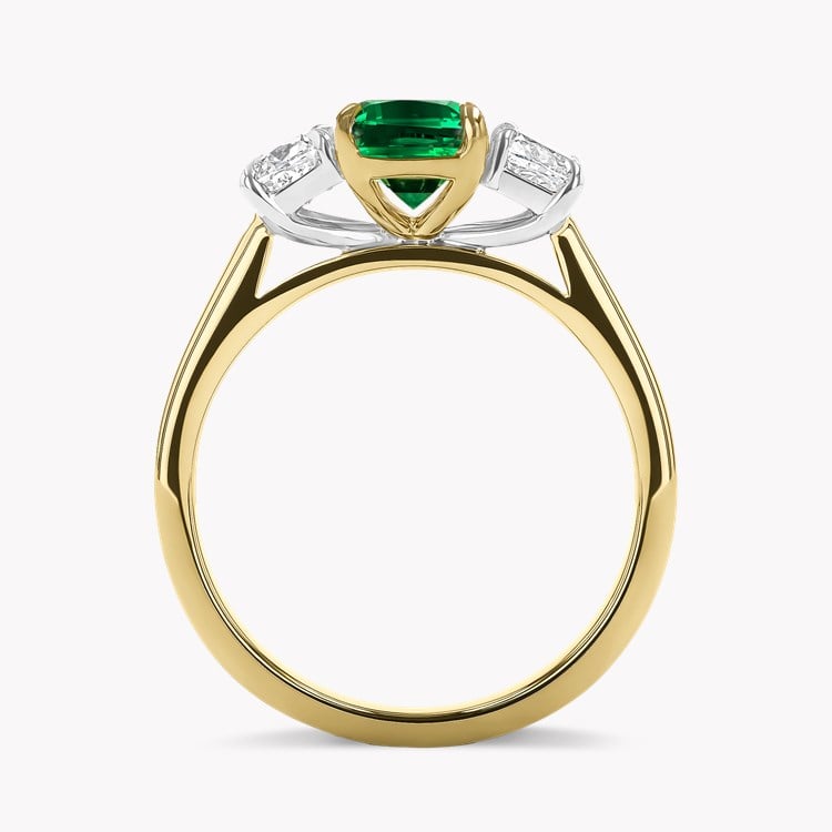 Cushion Cut 1.74ct Zambian Emerald and Diamond Three Stone Ring Modern Cushion Cut, Claw Cut_3
