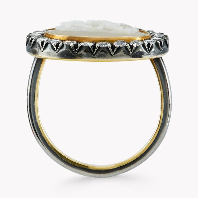 Georgian Agate Cameo Ring Oval Agate Cameo Ring, with Diamond Surround_3