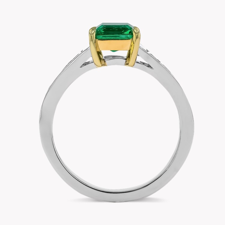 Octagonal Cut 1.40ct Colombian Emerald and Diamond Ring Octagonal & Trapeze Cut, Claw Set_3