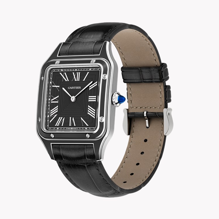 Cartier Santos-Dumont de Cartier Large, Black Dial, Roman Numerals_2