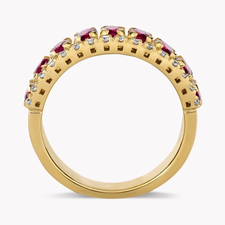 Oval Cut 1.70ct Ruby and Diamond Half Eternity Ring Oval Cut, Claw Set_3