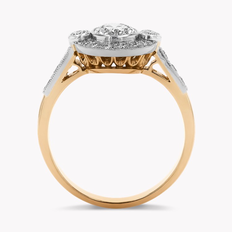 Oval Cut 0.96ct Diamond Cluster Ring Oval Cut, Millegrain Set_3