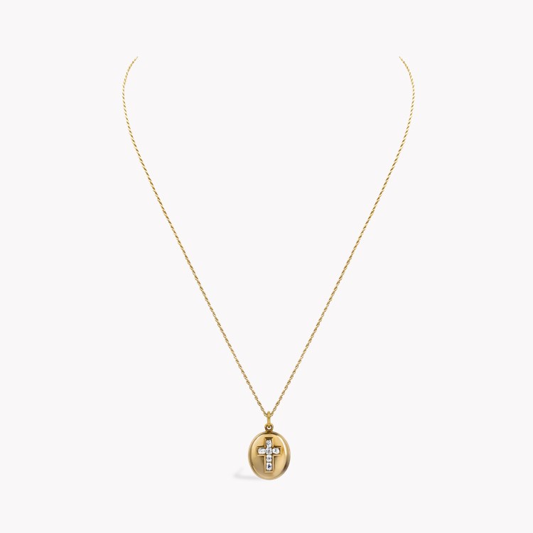Victorian Cushion Cut Diamond Cross Locket Pendant Cushion Cut, Grain set_2