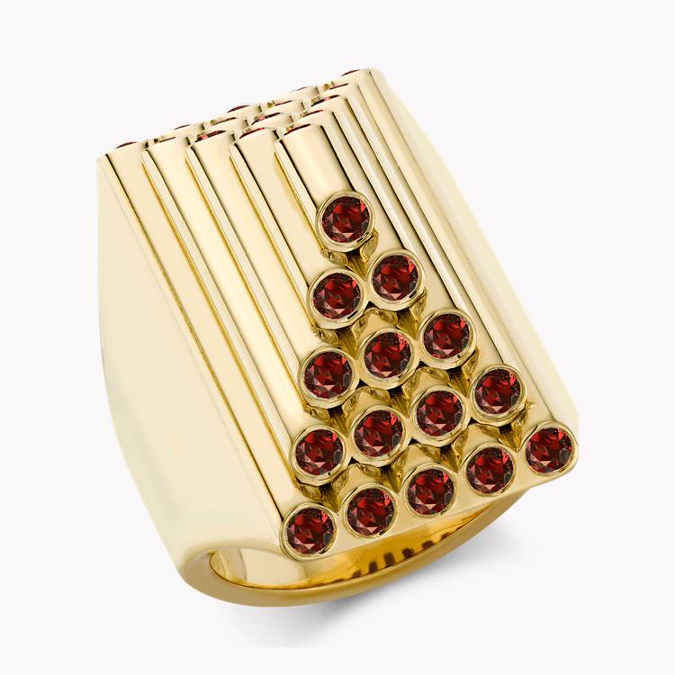 Pyramid Sculptural Ruby Cocktail Ring  1.70ct in 18ct Yellow Gold Brilliant Cut, Rubover Set_1
