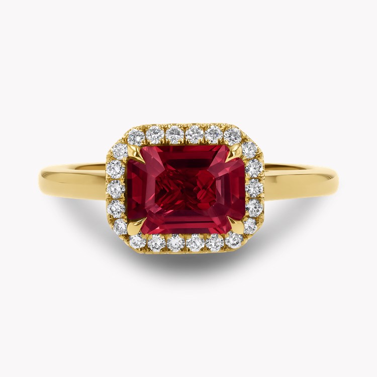 Octagon Cut 1.49ct Mozambique Ruby and Diamond Ring Octagon Cut, Claw Set_2