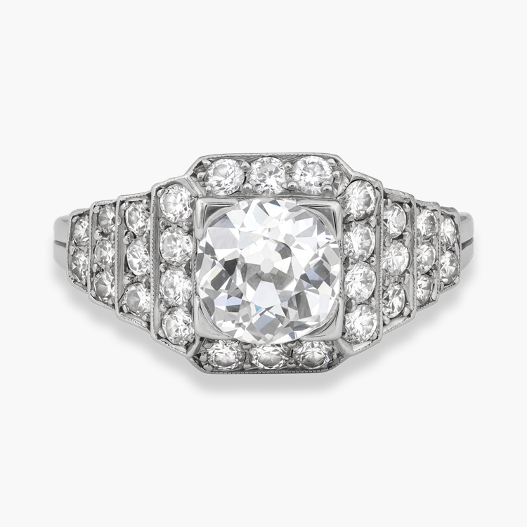 Old Cut 1.25ct Natural Diamond Cluster Ring Old Mine Cut, Claw Set_2