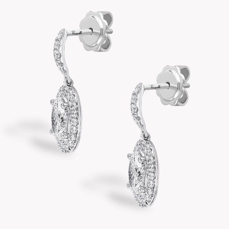Celestial 1.40ct Oval Cut Diamond Cluster Drop Earrings Oval & Brilliant Cut, Claw Set_2