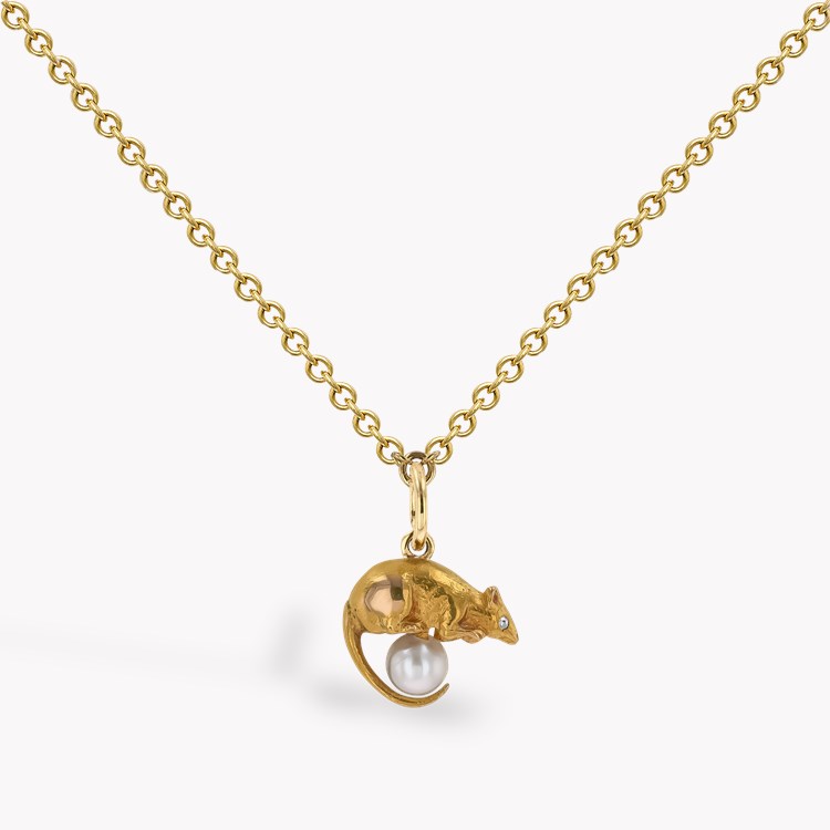 Victorian Pearl and Diamond Mouse Pendant _1