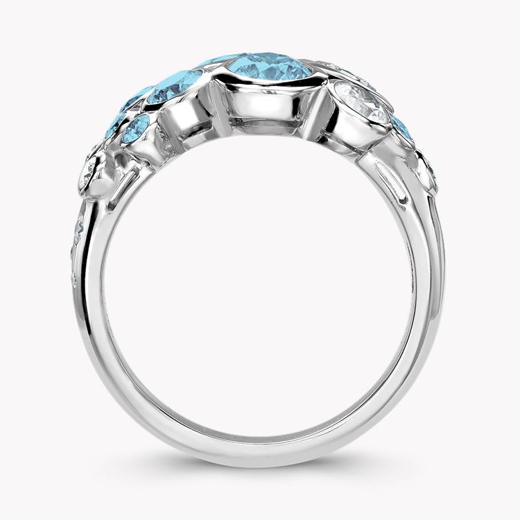 Bubbles Aquamarine and Diamond Cocktail Ring 2.16CT in White Gold Brilliant Cut, Rubover Set_3