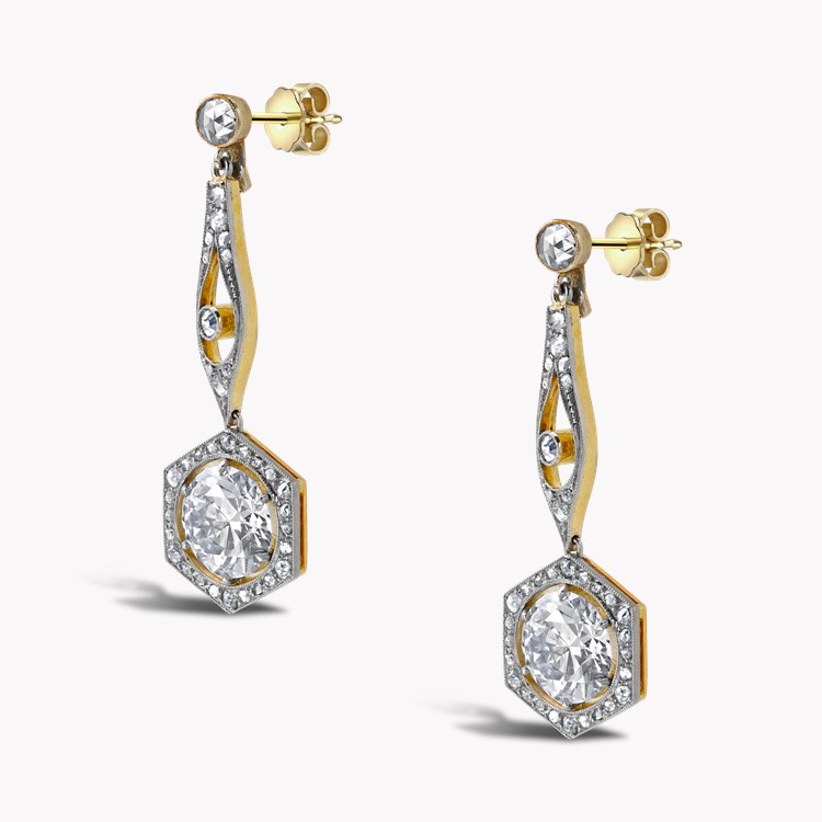 Belle Epoque Diamond Drop Earrings Old Cut, Six Claw set_2