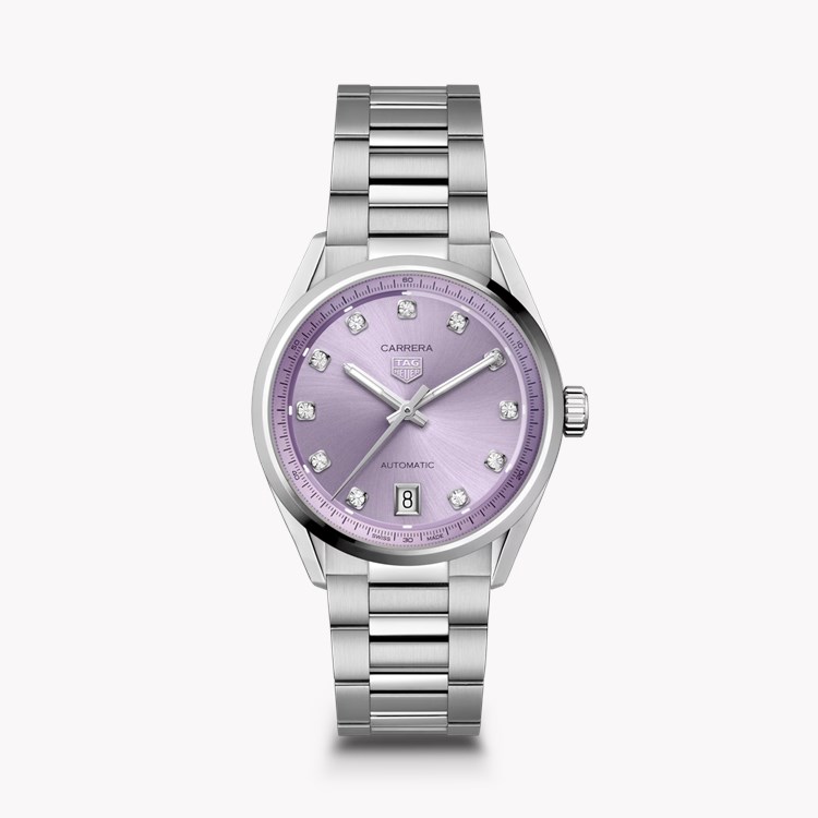 Tag Heuer Carrera Date 36mm, Lilac Dial, Diamond Numerals_1