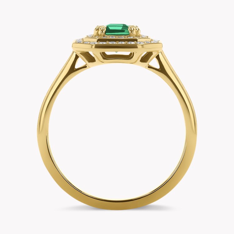0.69ct Emerald and Diamond Double Halo Cluster Ring Emerald & Brilliant Cut, Claw Set_3