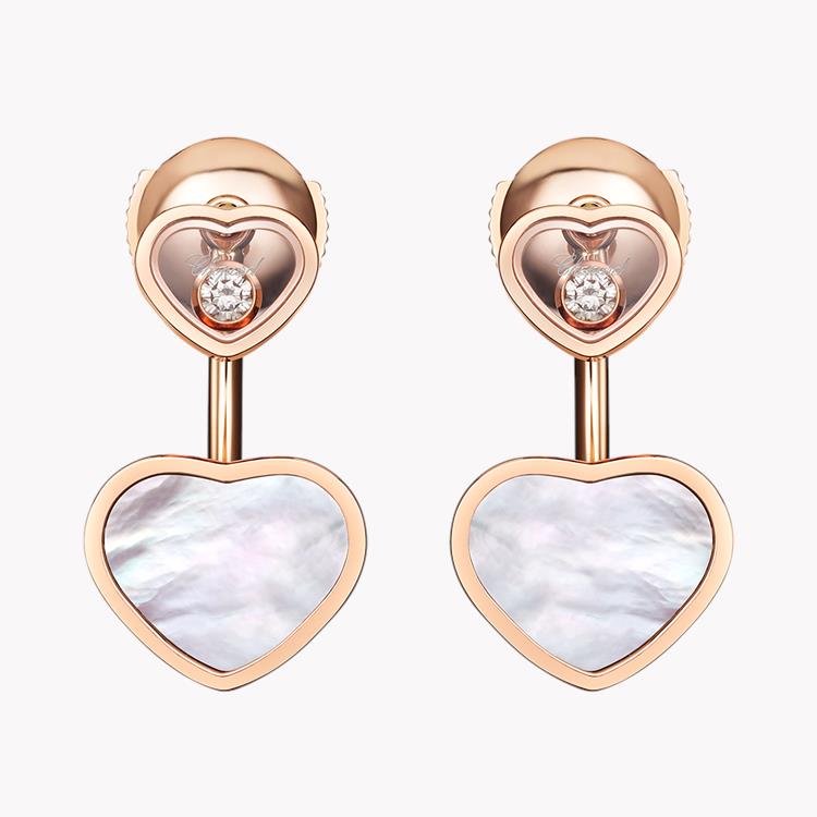 Chopard Happy Hearts Drop Earrings  0.08CT in Rose Gold Brilliant Cut, Rub Over Set_1