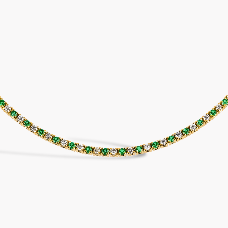 Brilliant Cut 2.61ct Emerald and Diamond Line Necklace Brilliant cut, Claw set_2