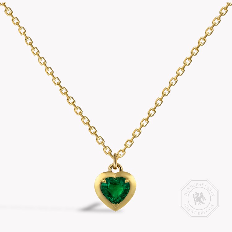 Skimming Stone Heart Shaped 1.30ct Emerald Pendant Heart Shaped, Claw Set_1