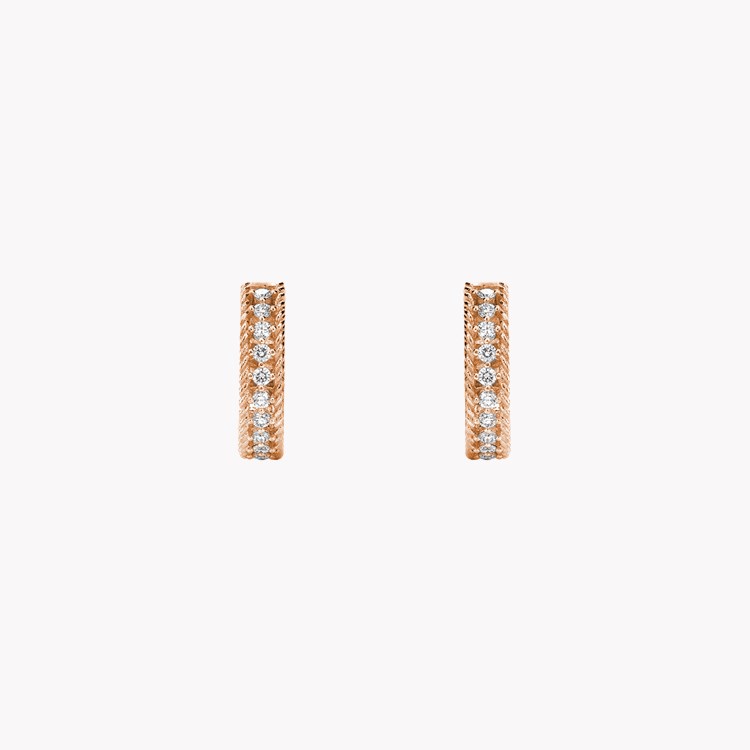 Diamond Half Hoop Earrings  0.96ct in 18ct Rose Gold Brilliant cut, Claw set_1