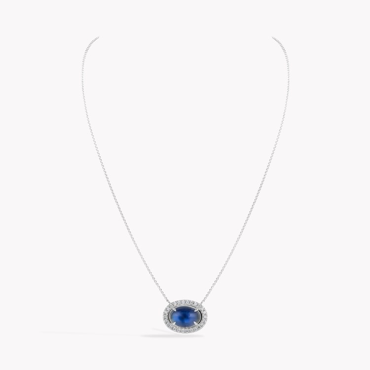 Oval Cabochon Cut 8.04ct Moonstone and Diamond Pendant Oval Cabochon Cut, Claw Set_2