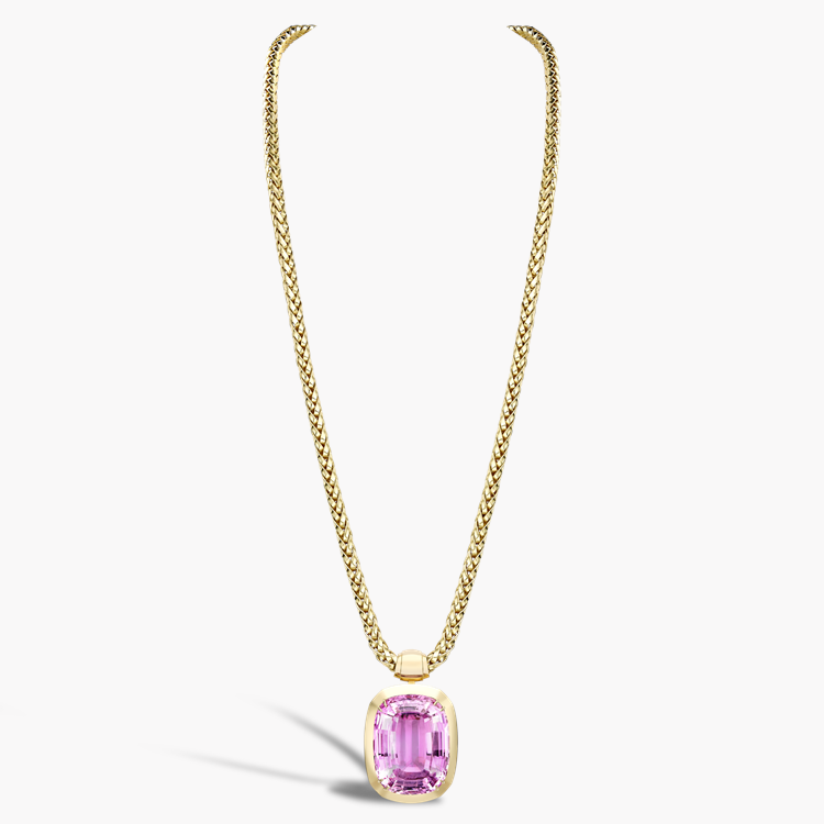 Masterpiece Portrait Setting 153.09ct Kunzite Solitaire Pendant Cushion Modern Cut, Rubover Set_2