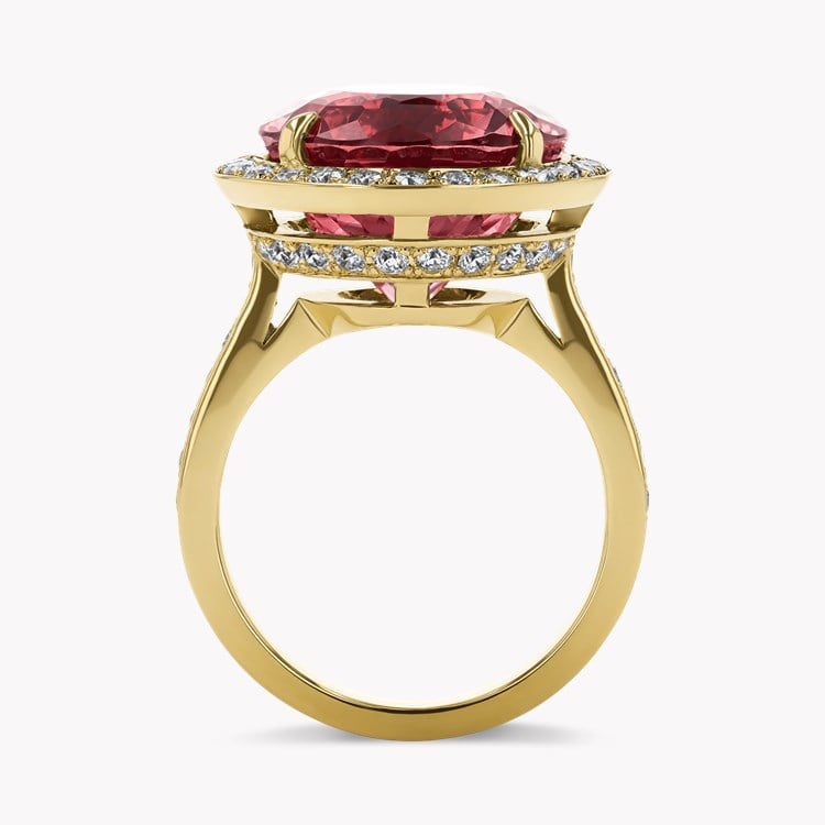 Cushion Cut 12.86ct Pink Tourmaline and Diamond Ring Cushion Cut, Claw Set_3