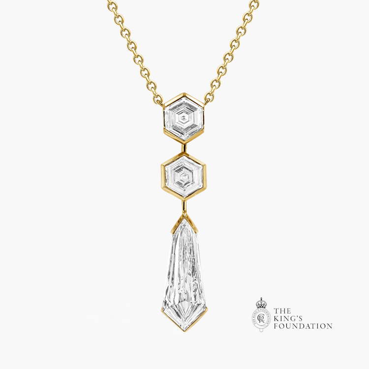 Masterpiece Honeycomb 4.02ct Diamond Drop Pendant   in 18ct Yellow Gold