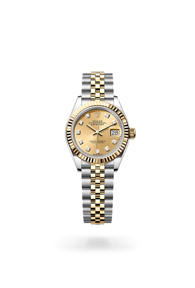 Lady-Datejust, Oyster, 28 mm, Oystersteel and yellow gold