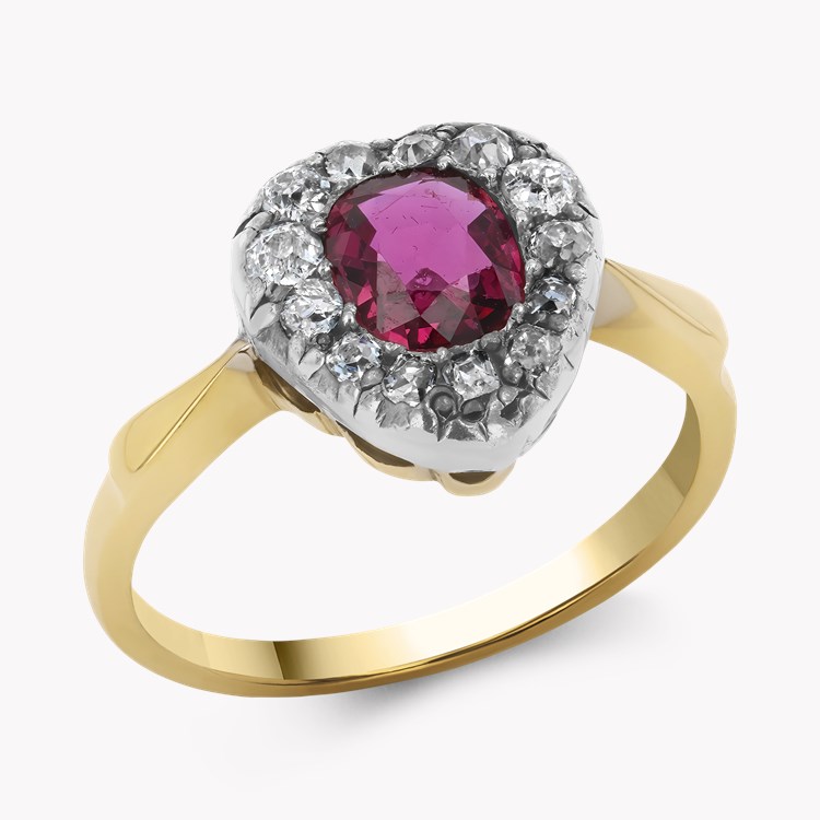 Victorian Antique Cushion Cut 0.55ct Ruby and Diamond Ring Antique Cushion Cut, Rubover set_1