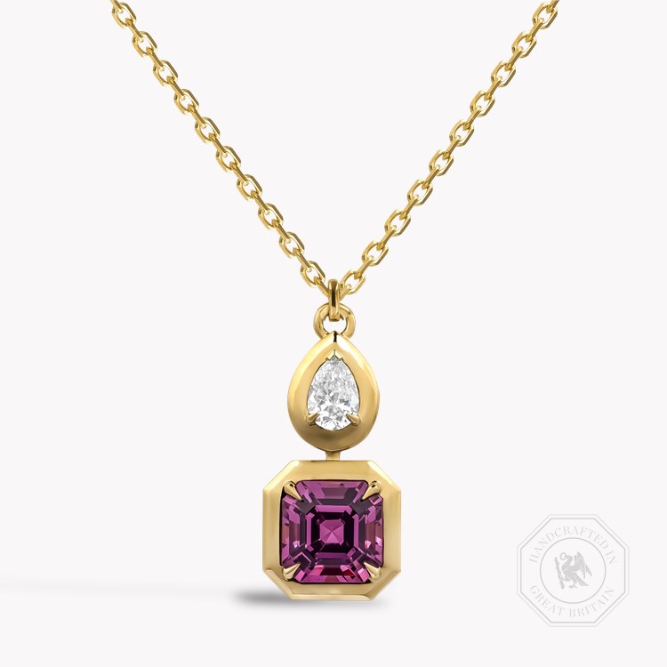 Skimming Stone 2.75ct Kitulo Garnet and Diamond Pendant Asscher Cut, Claw Set_1