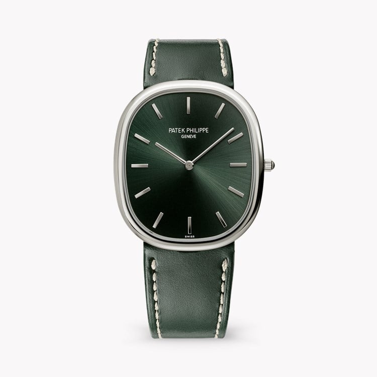 Patek Philippe Golden Ellipse 34.5mm, Olive Green Dial, Baton Numerals_1