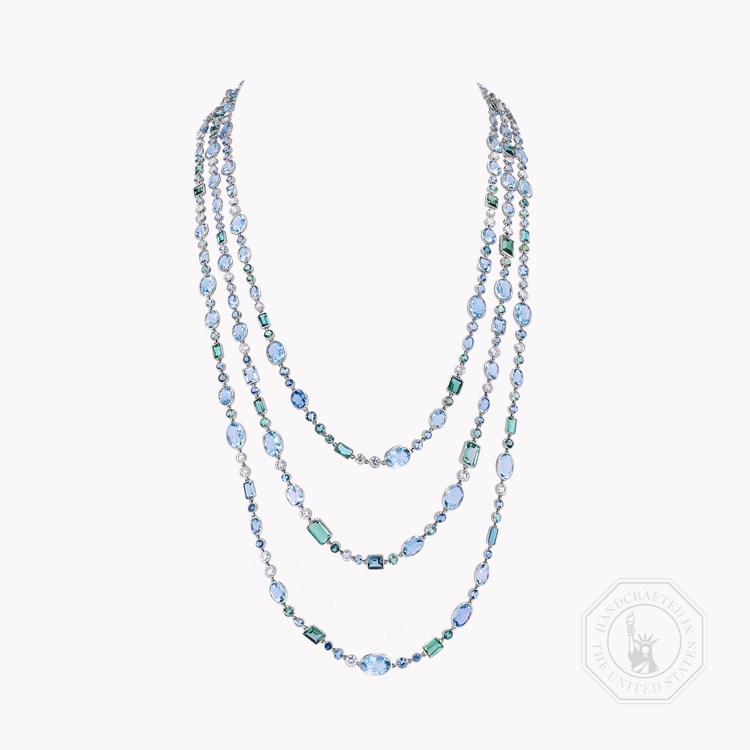 Masterpiece 58.07ct Aquamarine, Tourmaline, and Diamond Necklace Oval Cut, Spectacle Set_1