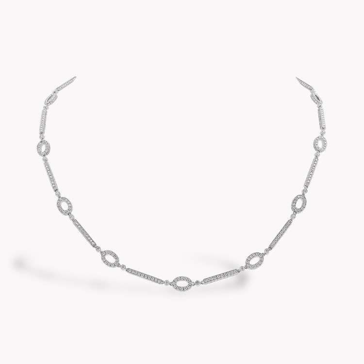 Brilliant Cut 10.66ct Oval & Bar Link Diamond Necklace Brilliant Cut, Millegrain Set_1
