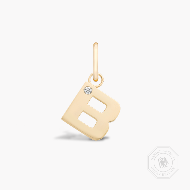 Letter B Diamond Pendant Charm Brilliant Cut, Rubover Set_1