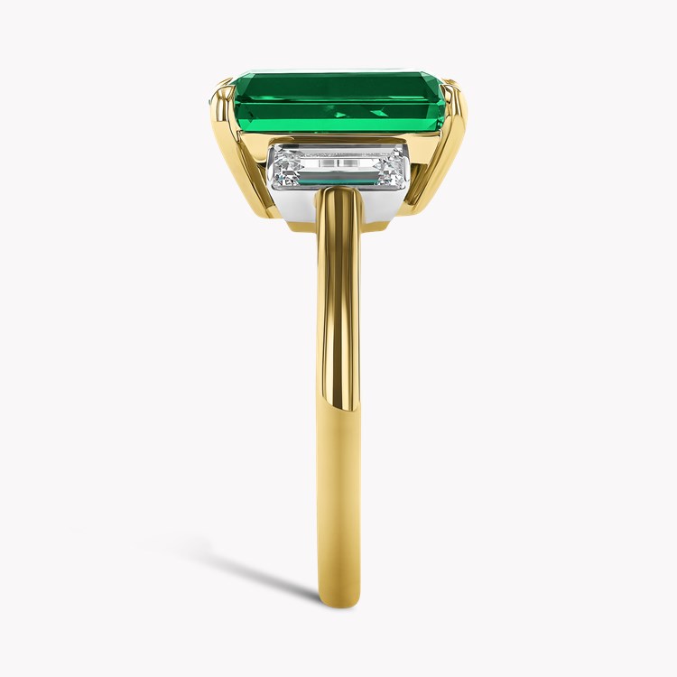 Octagonal 3.81ct Emerald and Diamond Three Stone Ring Octagon Cut, Claw Set_4