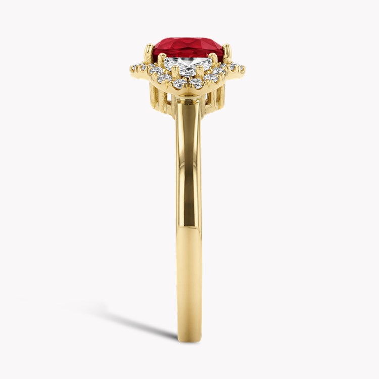 Mozambique 1.41ct Vivid Red Ruby and Diamond Cluster Ring Oval Cut, Rubover Set_4