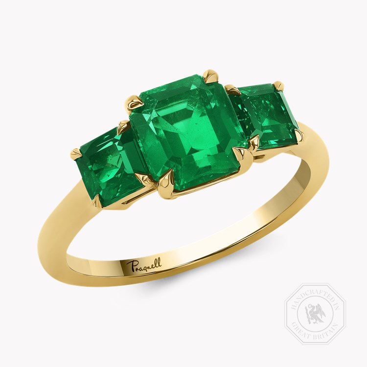 Emerald Cut 2.48ct Zambian Emerald Three Stone Ring Emerald Cut, Claw Set_1