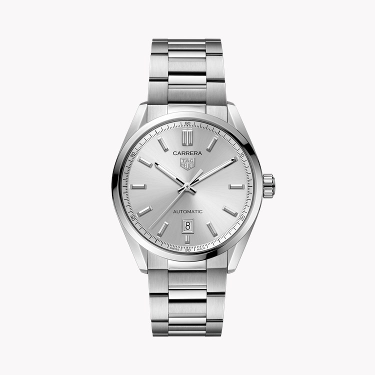 Tag Heuer Carrera Date 39mm, Silver Dial, Baton Numerals_1