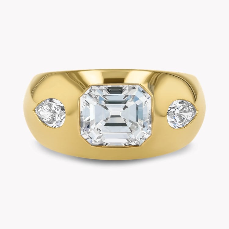Stellar 2.02ct Emerald Cut Diamond Bombé Ring Emerald Cut & Pear Shaped, Rubover Set_2
