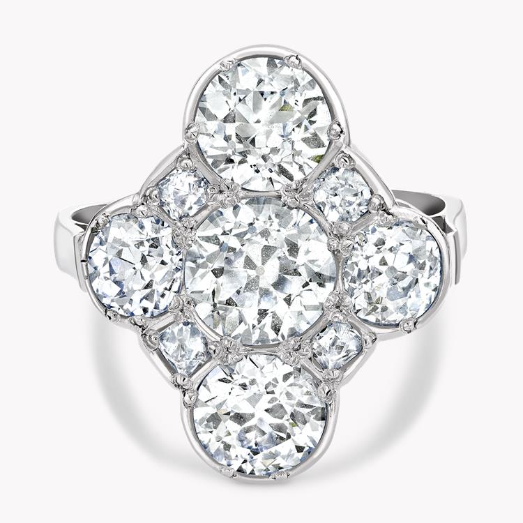 Art Deco Diamond Cluster Ring  1.45CT in Platinum Old Cut Diamond Ring, with Diamond Surround_2