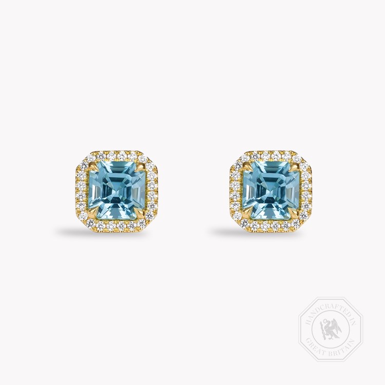Asscher Cut 1.72ct Lukusuzi Aquamarine and Diamond Earrings Asscher Cut, Claw Set_1