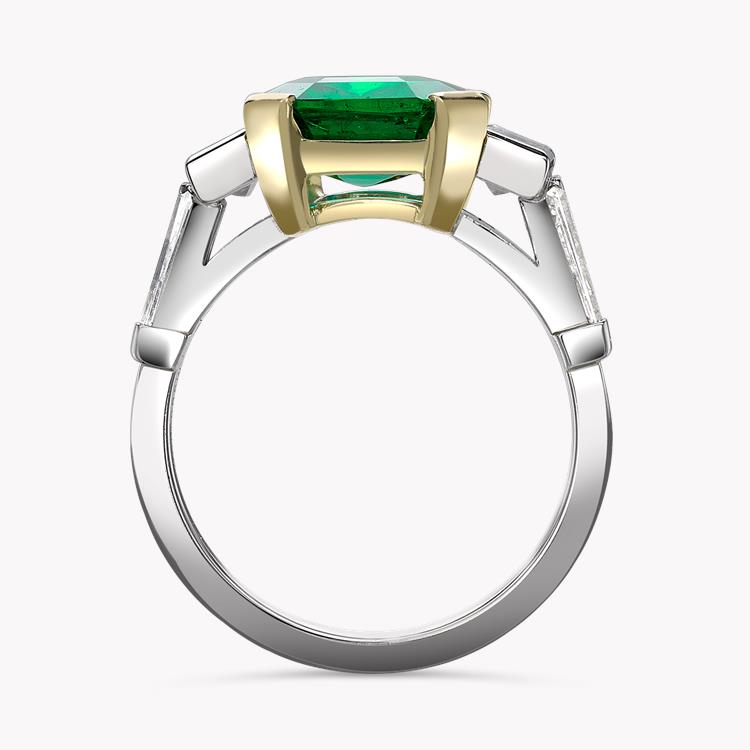 Masterpiece Trap Cut Colombian Emerald  Ring  3.80CT in Yellow Gold and Platinum Trap Cut, Moderate Oil with Diamond Shoulders_2