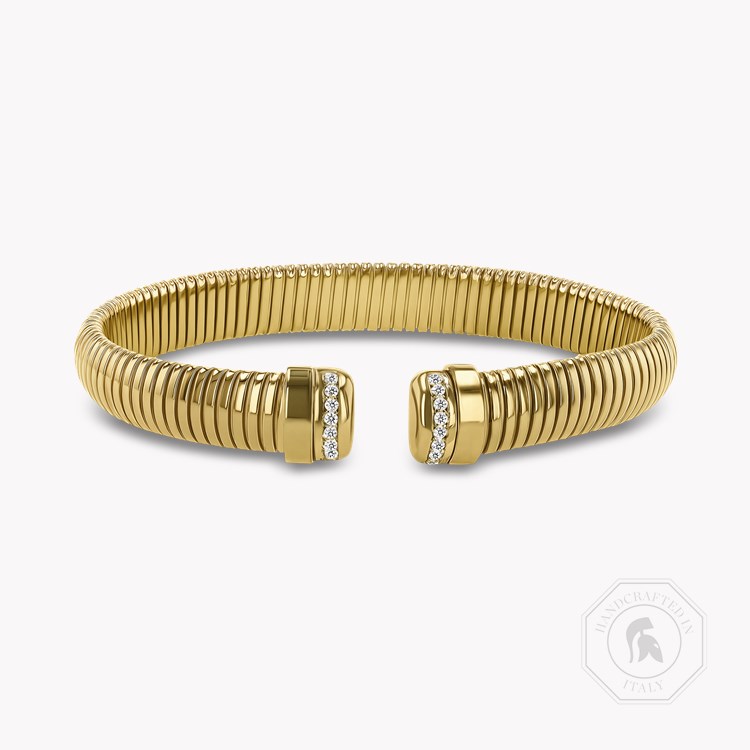 Fine Lines Half Round Shape Bangle - Brilliant Cut   0.16ct in 18ct Yellow Gold