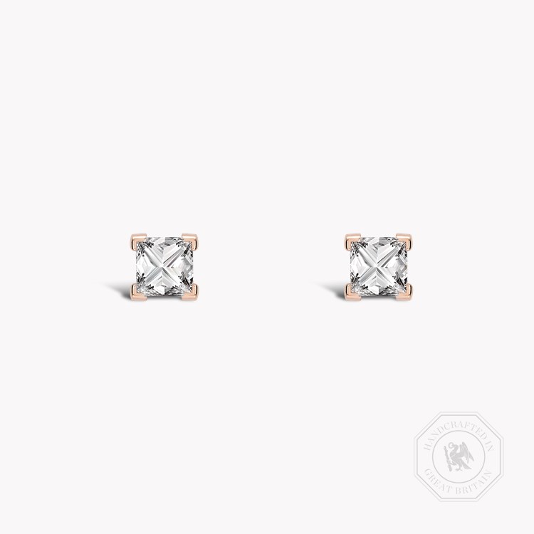 RockChic Diamond Solitaire Earrings Princess Cut, Claw Set_1