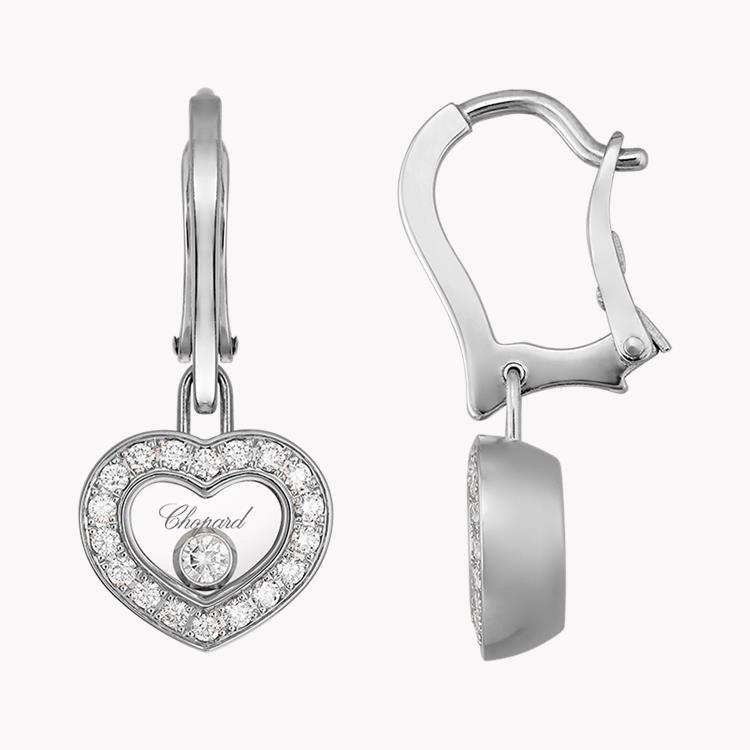 Chopard Happy Diamonds Heart Shaped Drop Earrings Brilliant Cut Rub Over Set_2