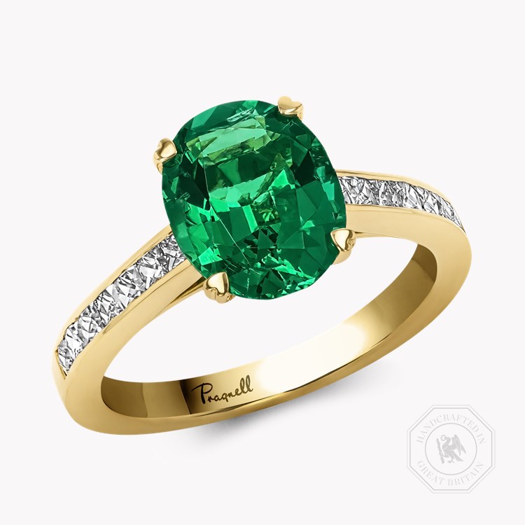 Gatsby 2.33ct Emerald and Diamond Solitaire Ring Oval Cut, Claw Set_1