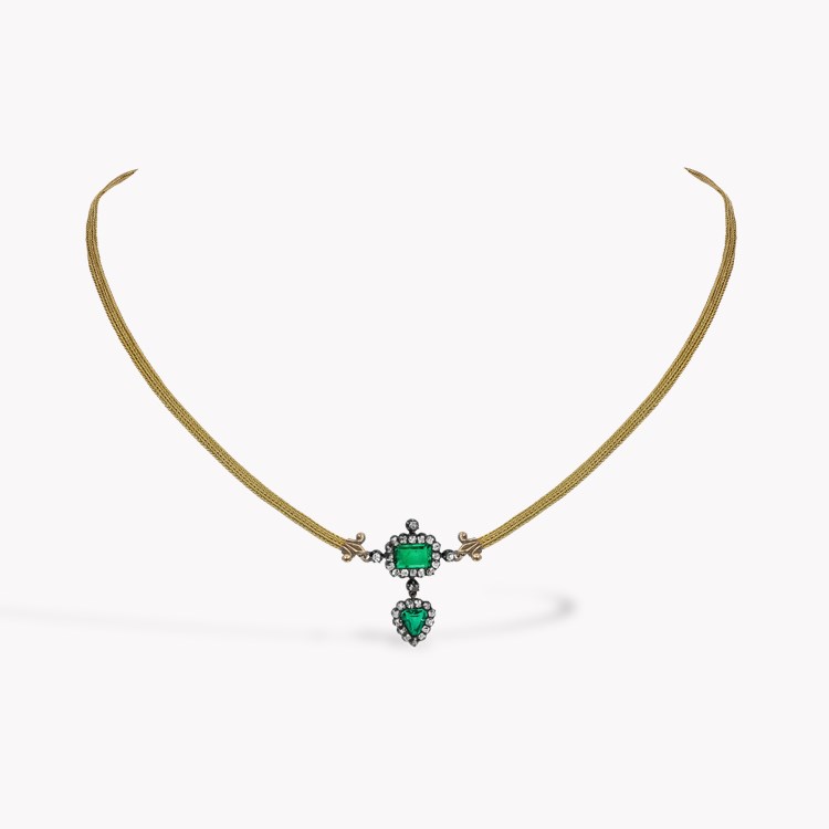 Victorian Octagonal cut Colombia Emerald and Diamond Pendant Octagonal Cut, Cut down Claw Set_1