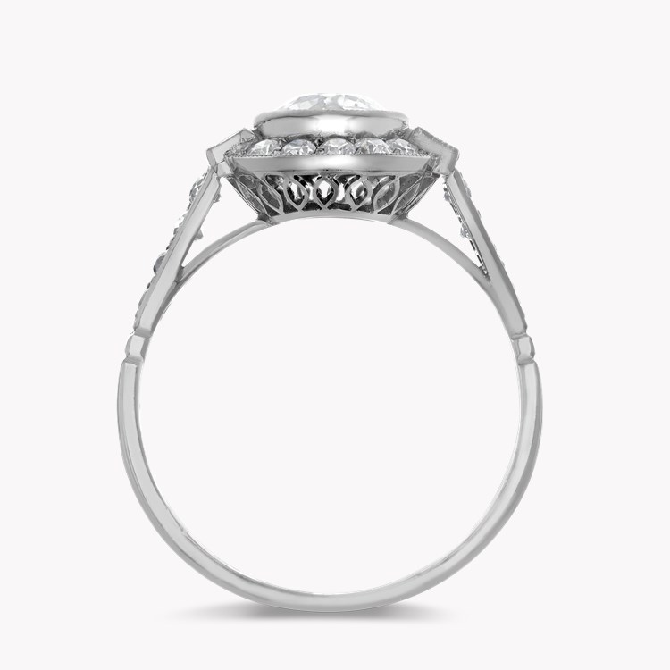 Old Cut 1.05ct Diamond Cluster Ring Old European Cut, Millegrain Set_3