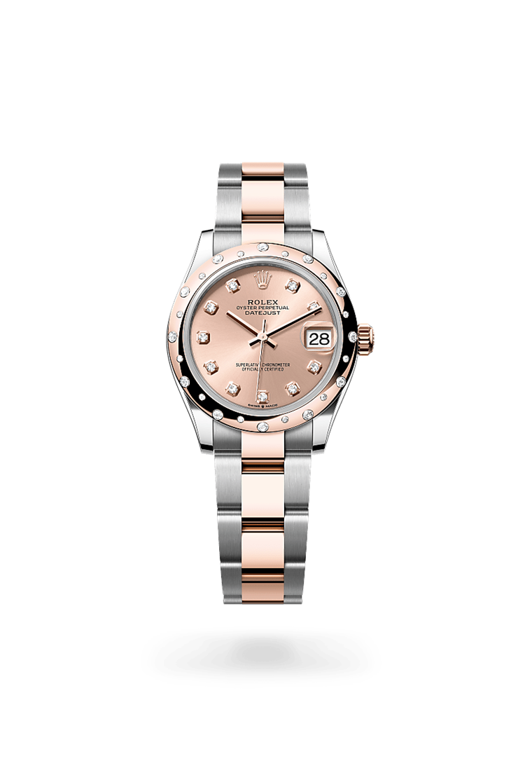 Datejust 31, Oyster, 31 mm, Oystersteel, Everose gold and diamonds