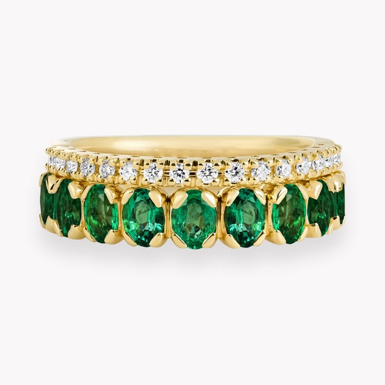 Oval Cut 1.61ct Emerald and Diamond Half Eternity Ring Oval Cut, Claw Set_2