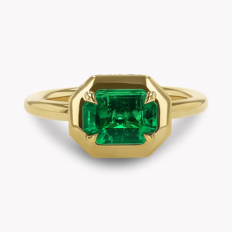 Skimming Stone 1.01ct Emerald and Diamond Ring Octagonal Cut, Claw Set_2