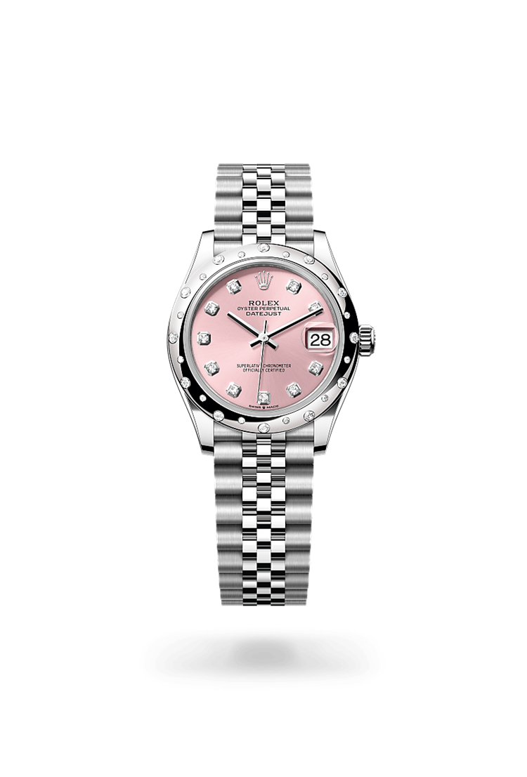 Datejust 31, Oyster, 31 mm, Oystersteel, white gold and diamonds