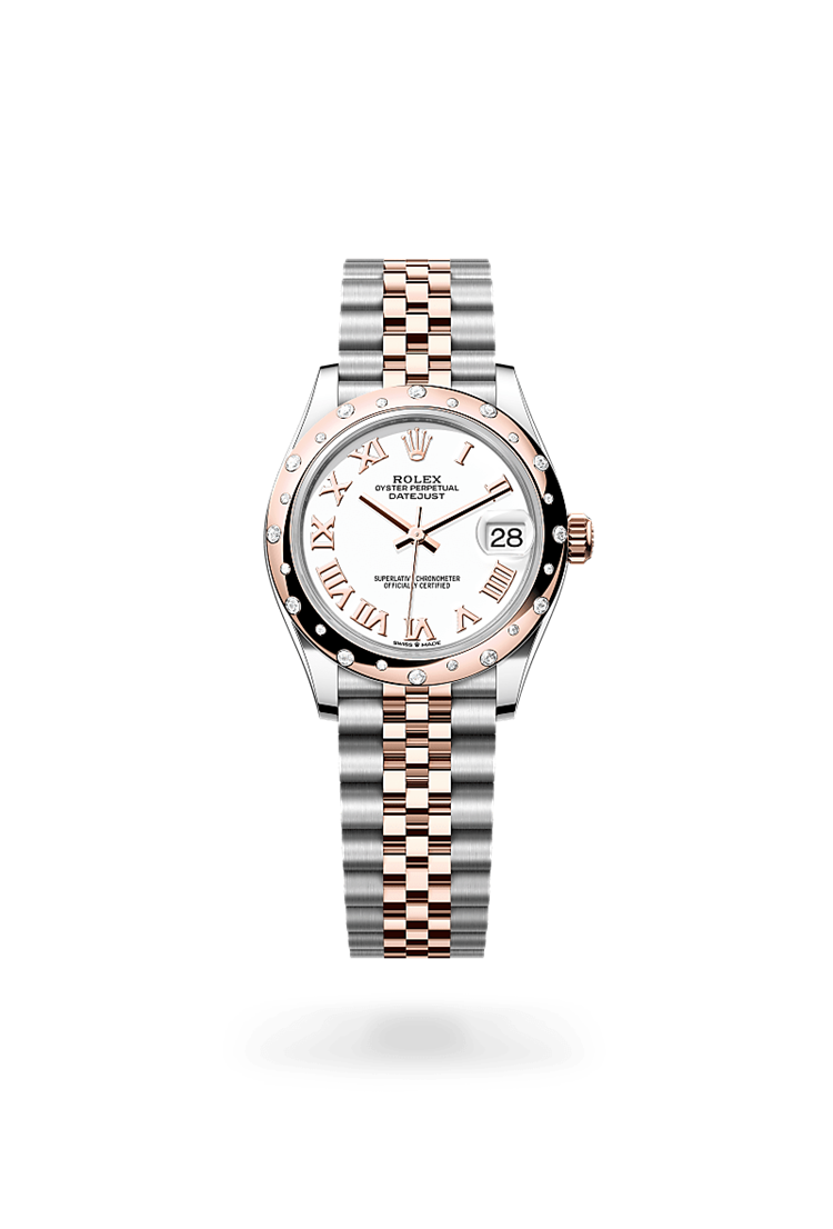 Datejust 31, Oyster, 31 mm, Oystersteel, Everose gold and diamonds